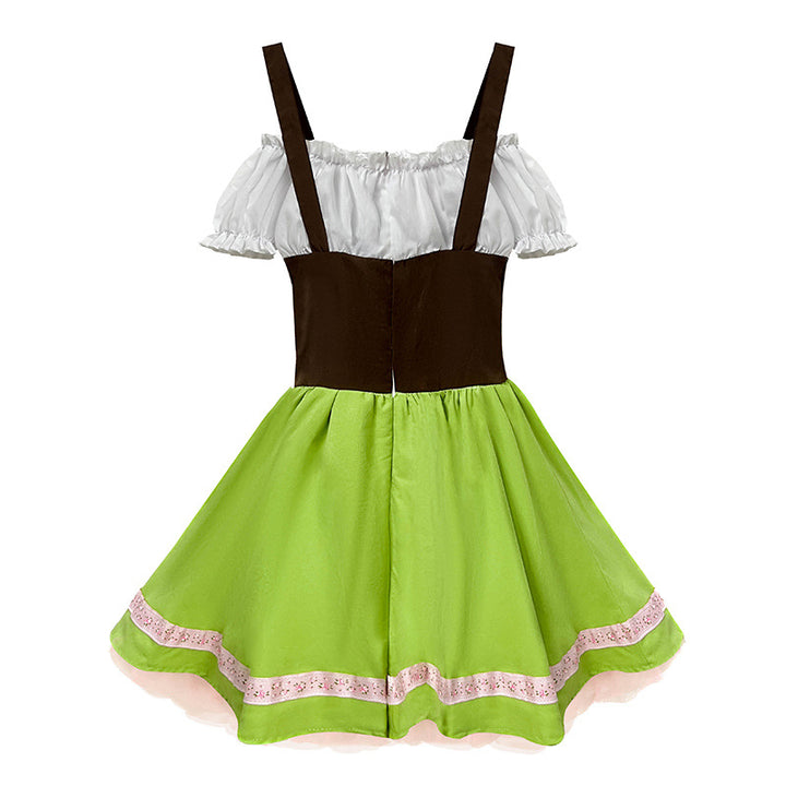 Damen nan folklorisches Trachtenkleid mit Schnürmieder, Carmenbluse und Rüschen-Schürze Drune