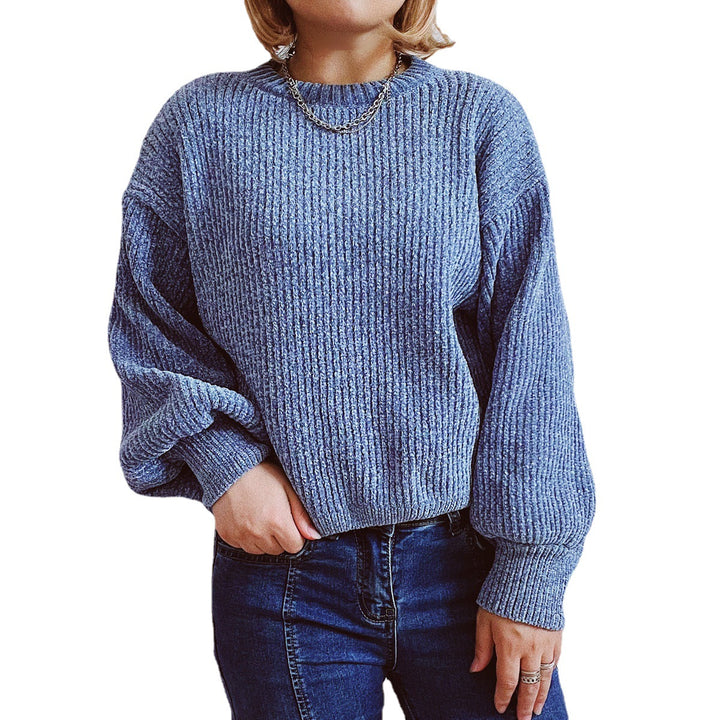 Damen Grobstrickpullover mit romantischem Rippenmuster und weiten Ärmeln Drune