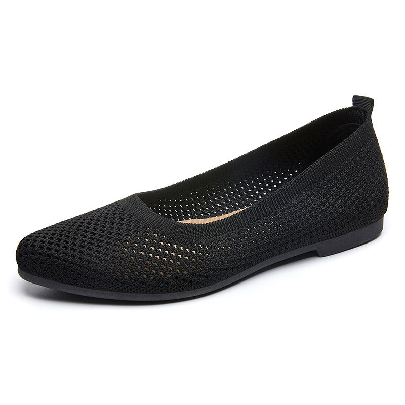 Damen nan atmungsaktive gestrickte Ballerina-Slipper mit flexibler rutschfester EVA-Sohle Drune