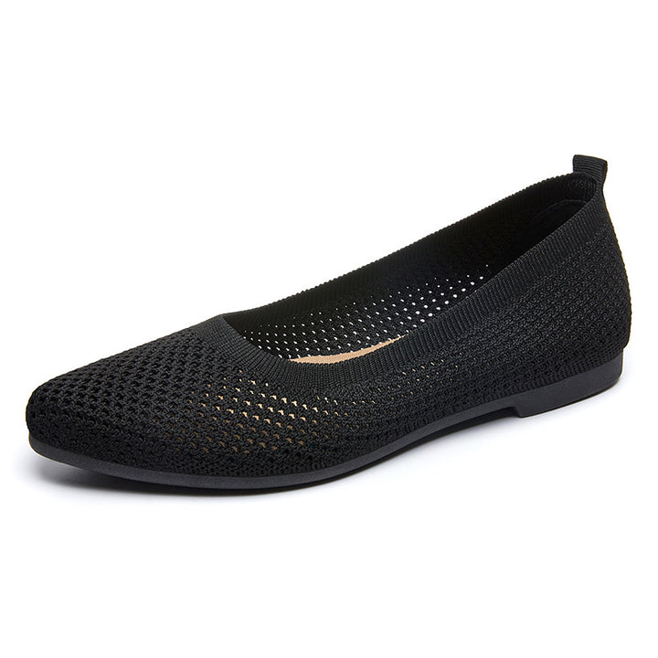 Damen nan atmungsaktive gestrickte Ballerina-Slipper mit flexibler rutschfester EVA-Sohle Drune