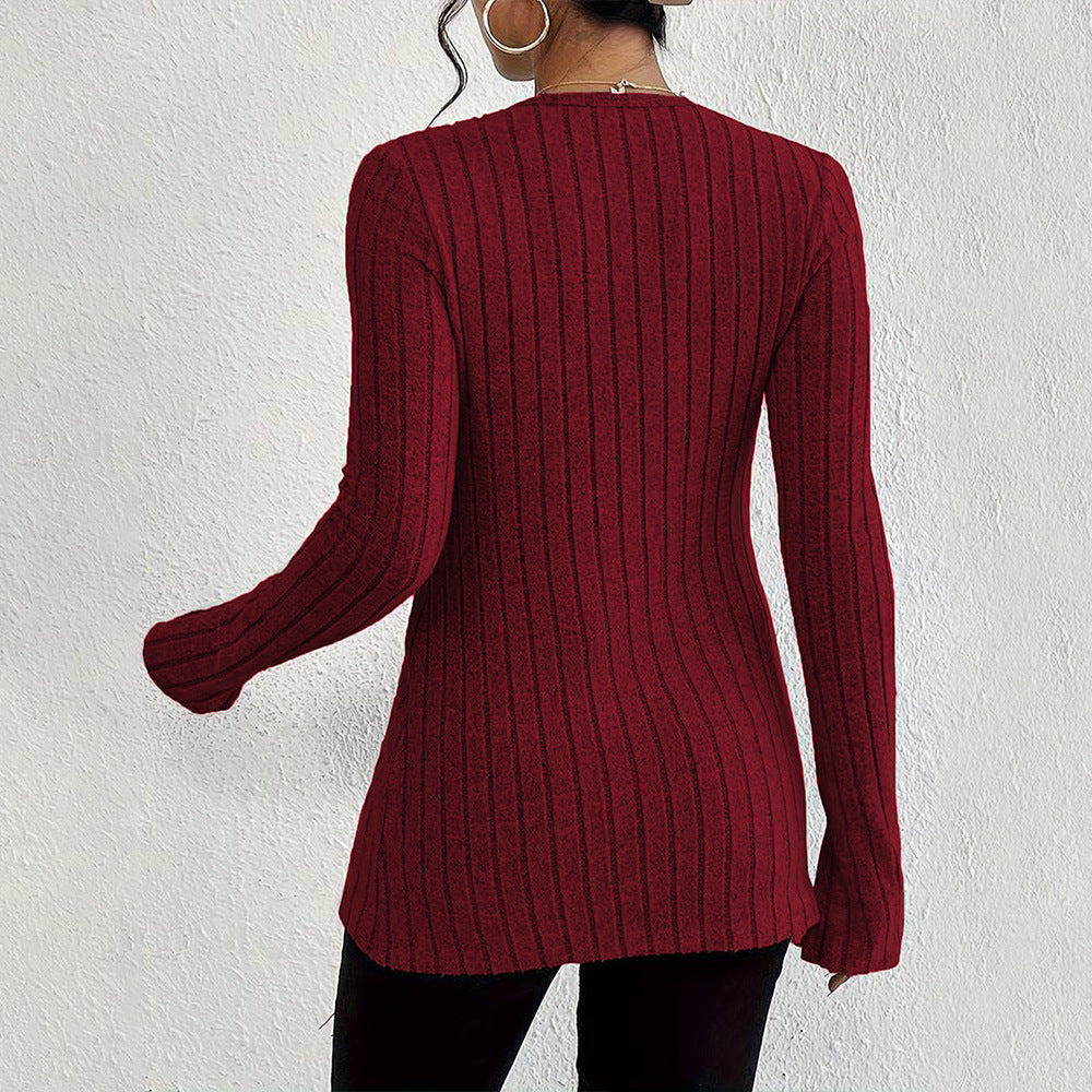 Damen Langarm Cardigan mit feiner Rippstruktur und eleganten Knopfdetails Drune