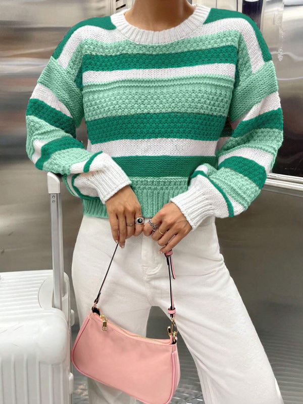 Damen Strickpullover mit auffälligem Blockstreifenmuster Drune
