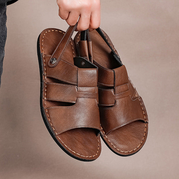 Herren Bequeme und elegante Leder-Sandalen mit verstellbarem Riemensystem Drune