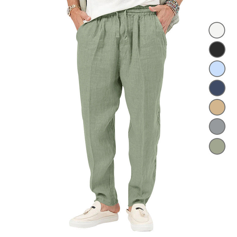Herren Leichte Leinenhose mit elastischem Bund und praktischen Eingrifftaschen Drune