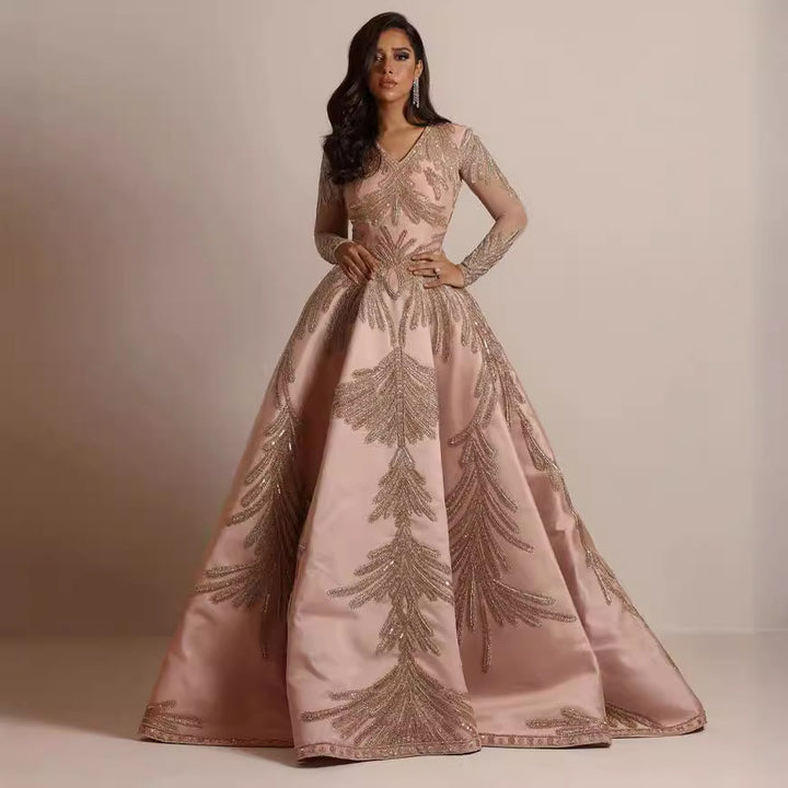 Damen Glamouröses Ballkleid mit feiner Paillettenverzierung und langem Schnitt Drune