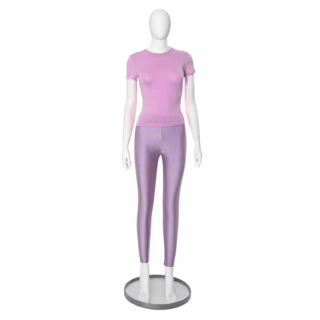 Damen Figurbetontes T-Shirt und Leggings Set Drune