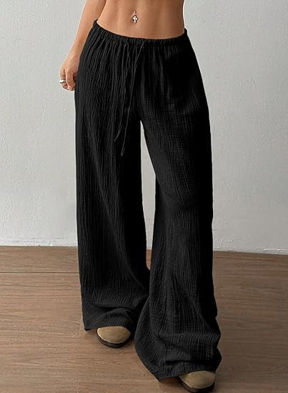Damen weite, luftige Sommerhose mit Kordelzug Drune