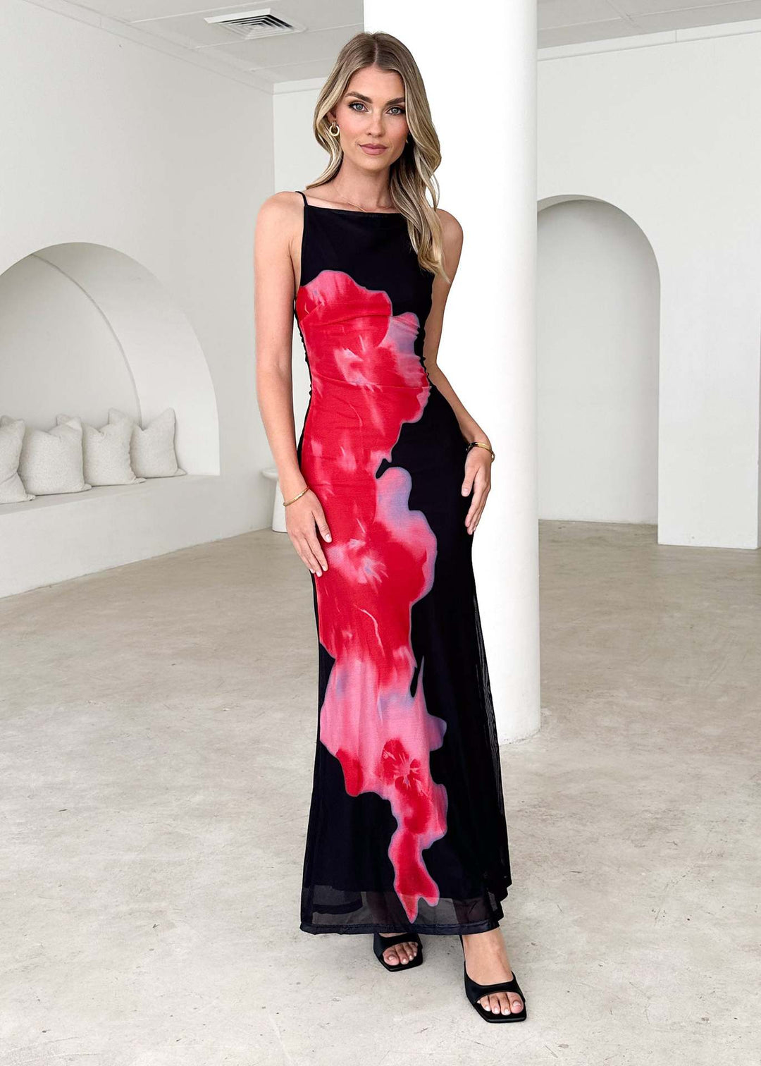 Damen Elegantes Maxikleid mit floralem Print und schmalen Trägern Drune