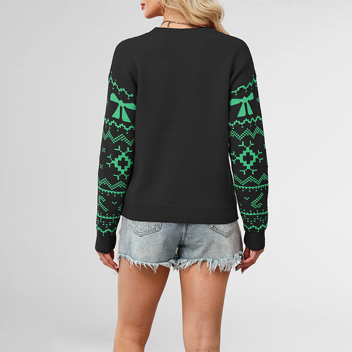 Damen Weihnachtsstrickpullover mit festlichem Muster und weitem Schnitt Drune