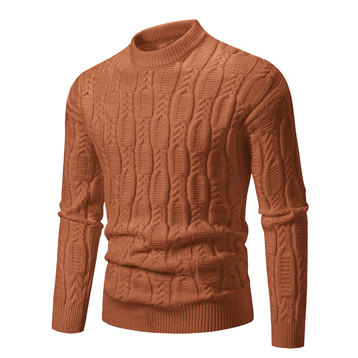 Herren Strickpullover mit modernem Zopfmuster und hohem Kragen Drune
