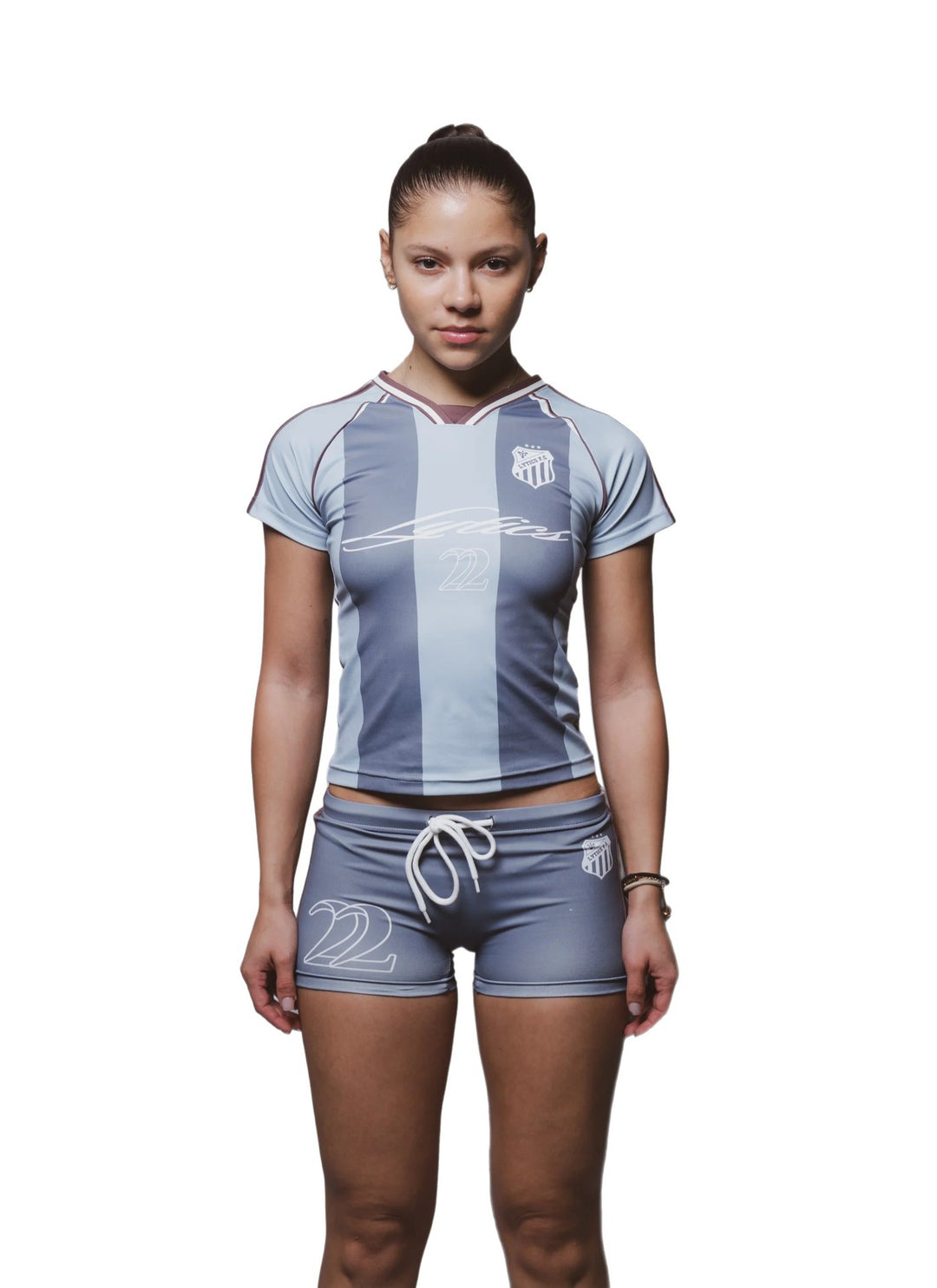 Damen Sport-Set mit figurbetonter Shorts und kurzärmeliger Oberteil Drune