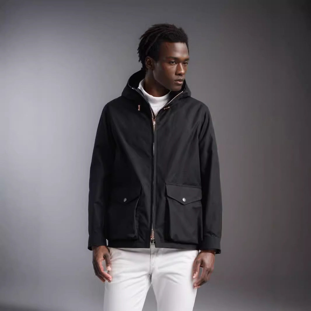 Herren funktionale Übergangsjacke mit abnehmbarer Kapuze Drune
