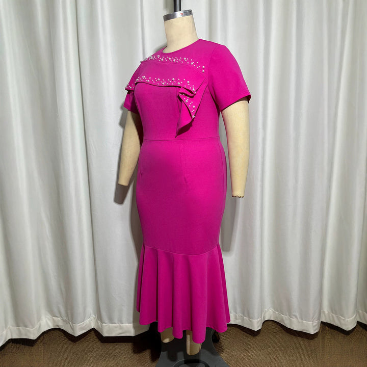 Damen Elegantes Figurbetontes Maxikleid mit Rüschendetails Drune