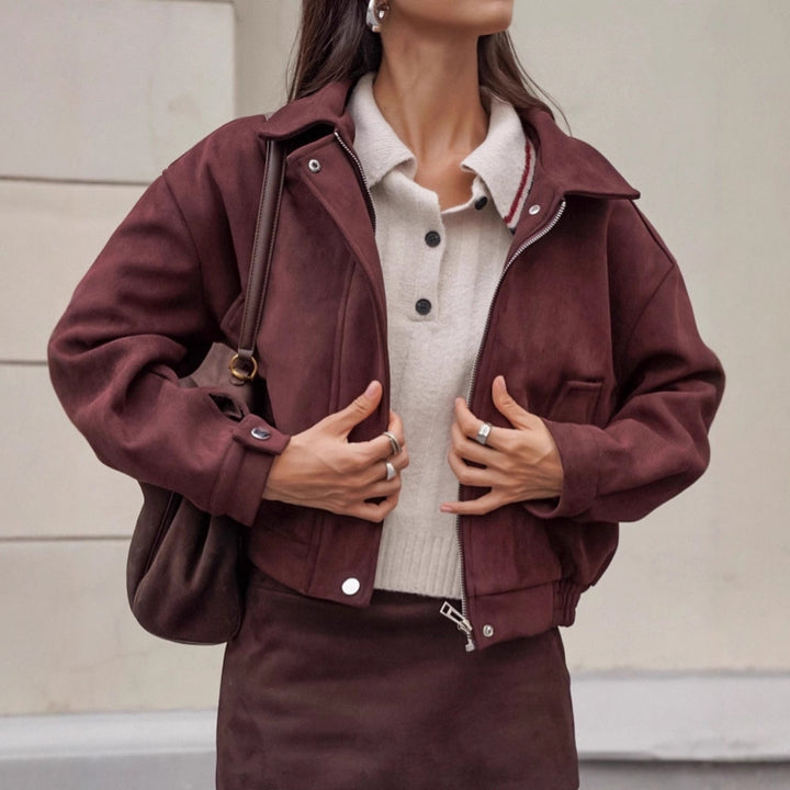 Damen Kunstlederjacke mit modernem Schnitt und praktischen Taschen Drune