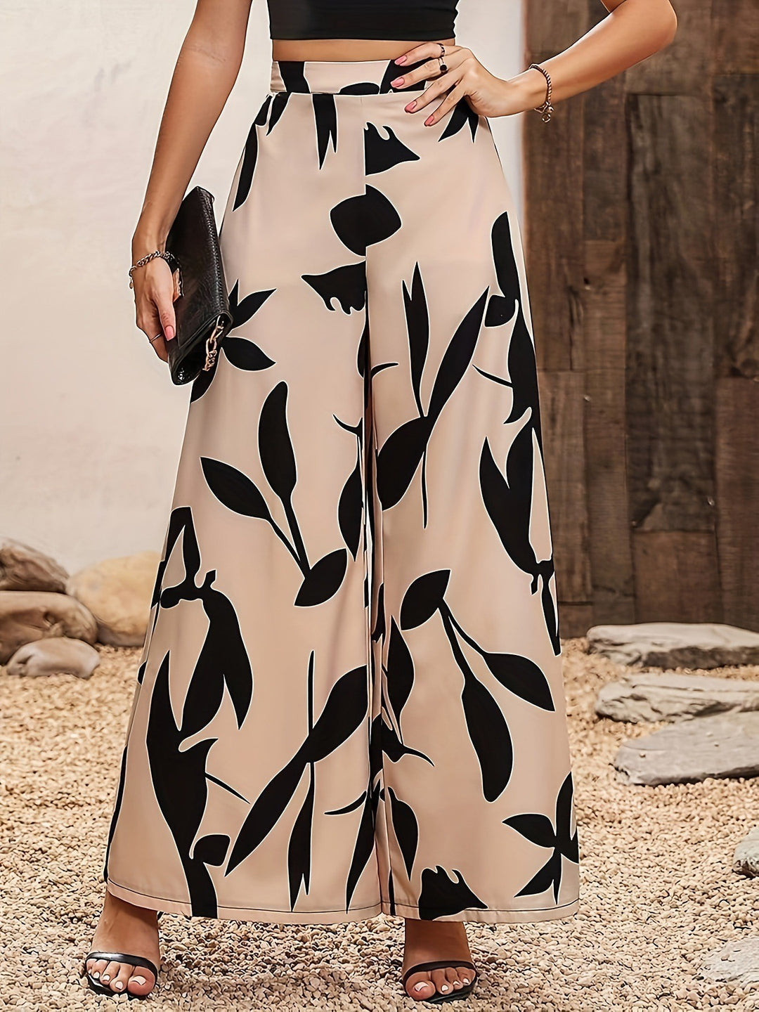 Damen Palazzo-Hose mit floralem Muster und weitem Schnitt Drune