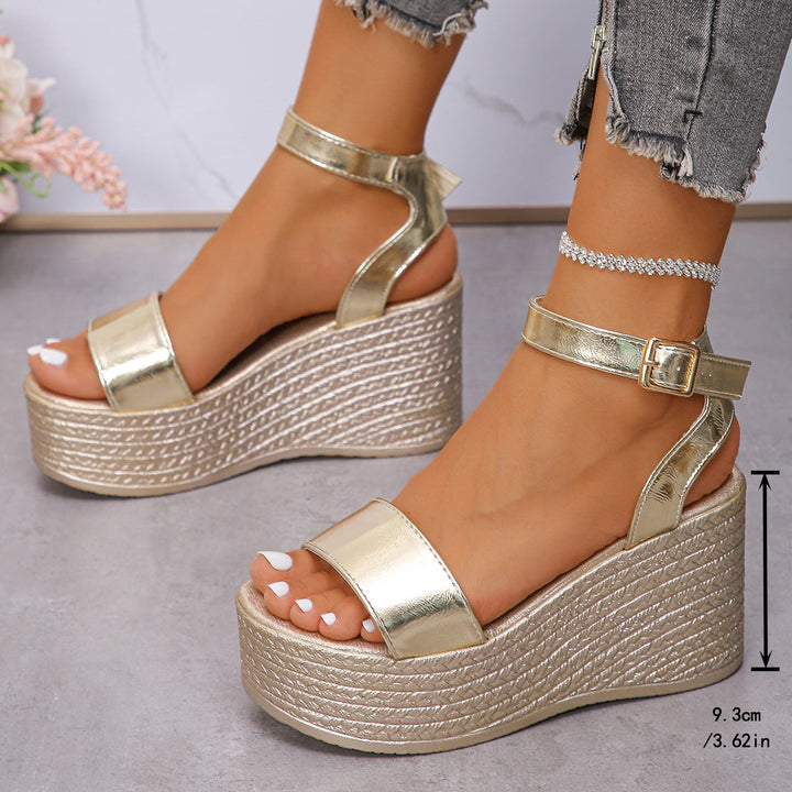 Damen Glamouröse Wedge-Sandalen mit verstellbarem Riemen Drune