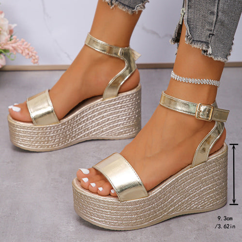 Damen Glamouröse Wedge-Sandalen mit verstellbarem Riemen Drune
