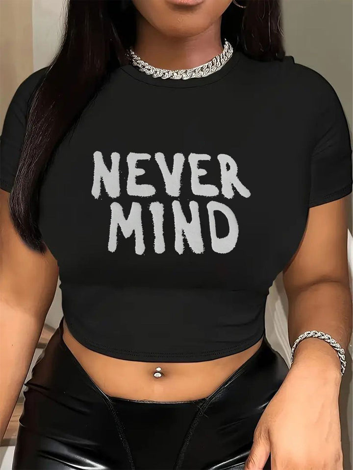 Damen Crop-T-Shirt mit auffälligem Statement-Print Drune 1777452337