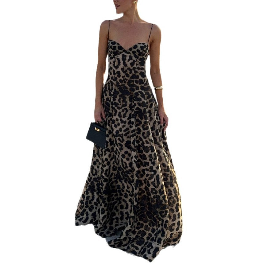 Damen Maxikleid mit V-Ausschnitt und animalischem Muster Drune