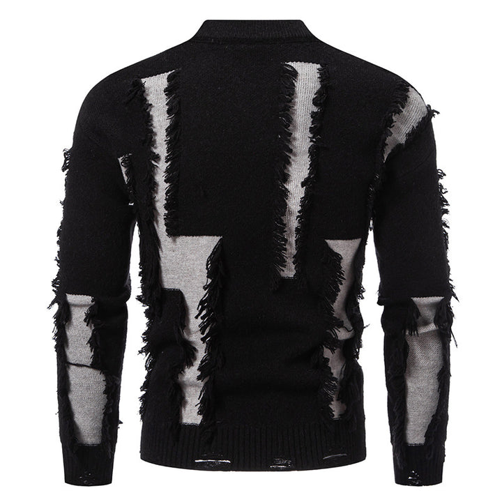 Herren moderner Strickpullover mit trendigen Fransen und einzigartigem Design Drune