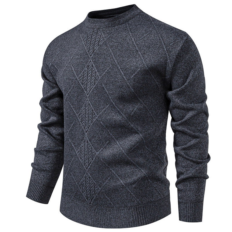 Herren Feiner Strickpullover mit strukturiertem Zopfmuster und Rundhalsausschnitt Drune