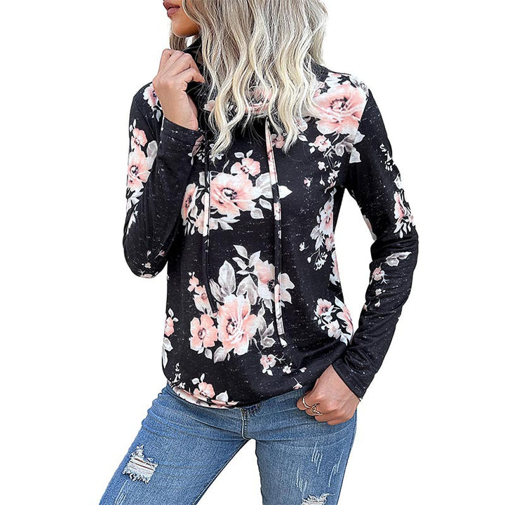 Damen Pullover mit floralem Muster und hohem Kragen Drune