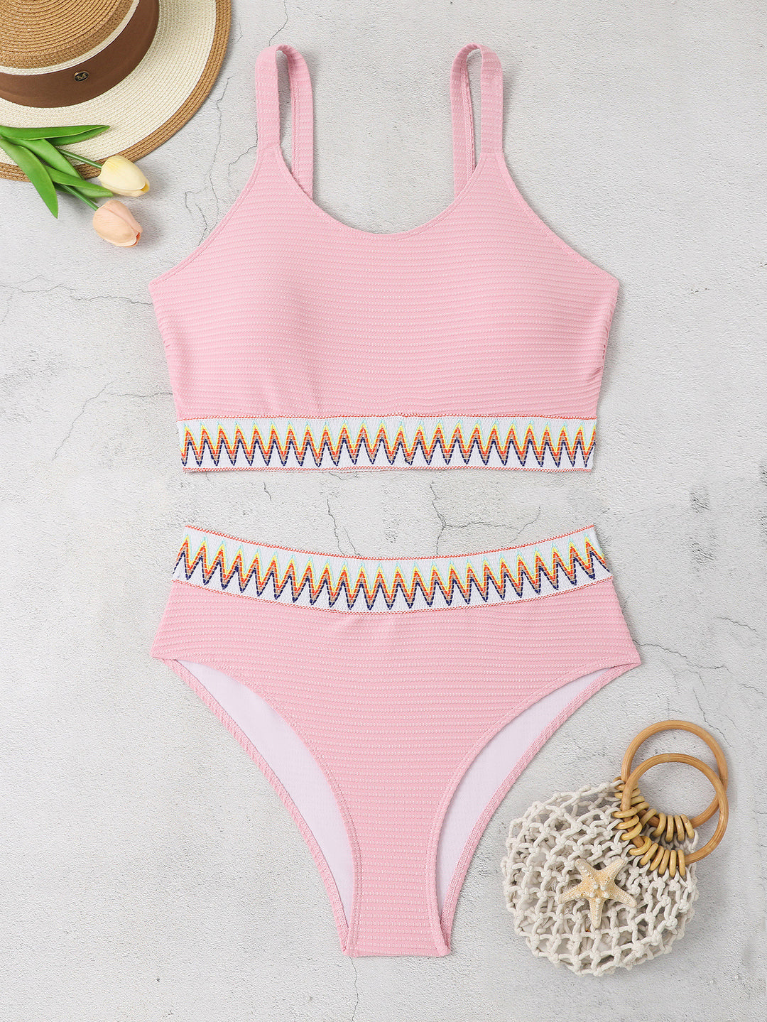Damen Sportliches Bikini-Set mit dekorativem Bund Drune