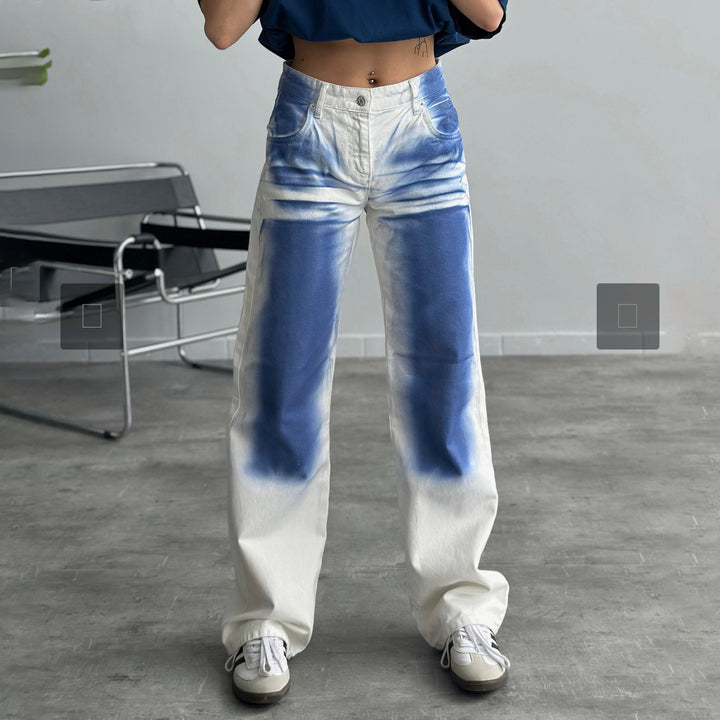 Damen Baggy Jeans im einzigartigen Batikdesign Drune