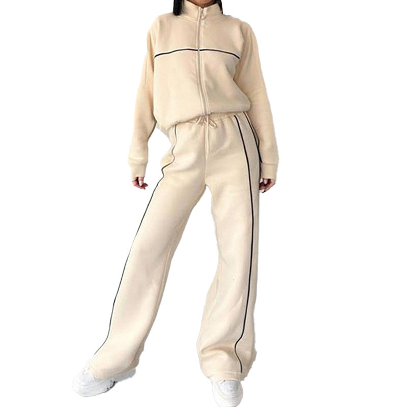 Damen Sportliches Loungewear-Set mit hohem Kragen und weitem Schnitt Drune