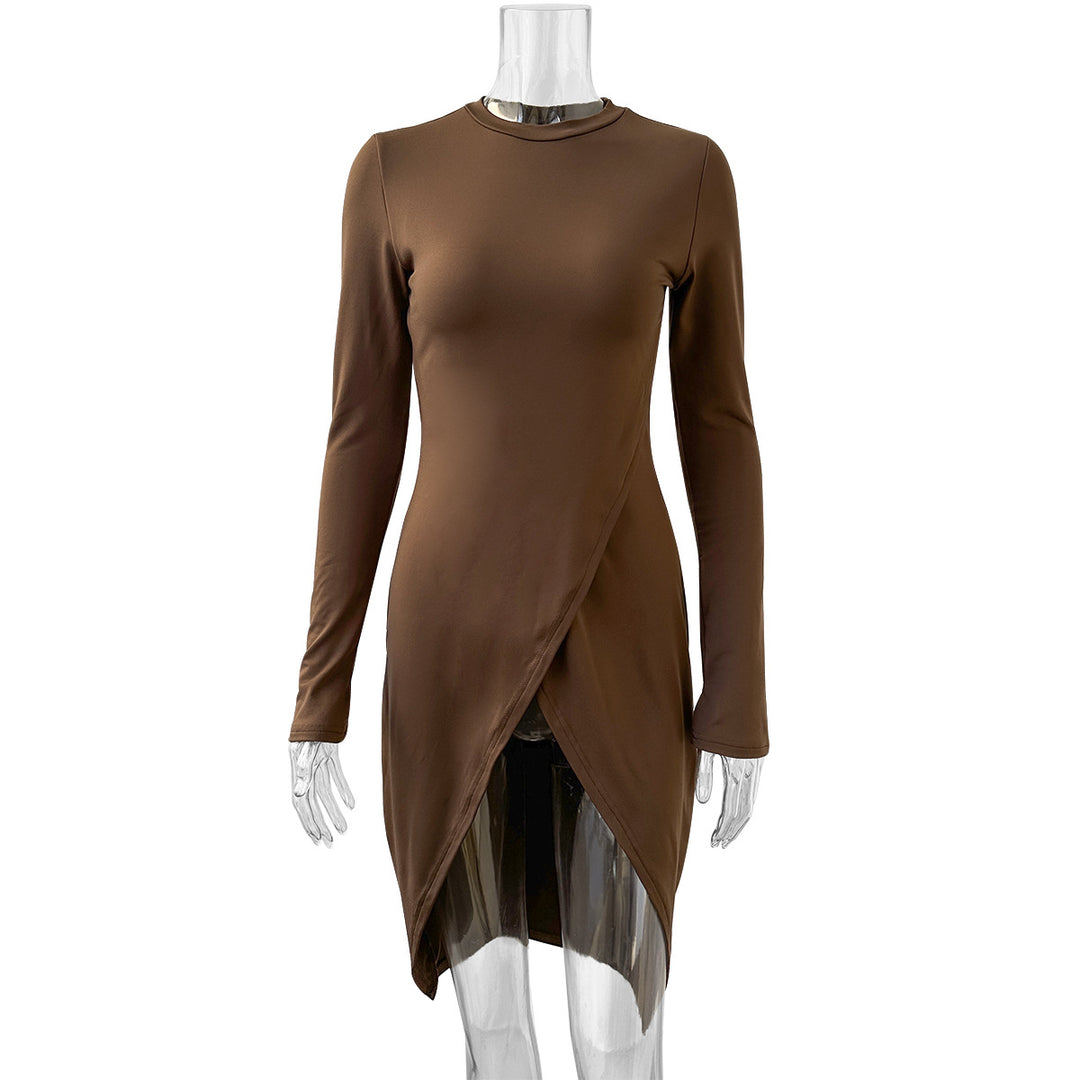 Damen eleganter Longsleeve mit raffinierter Wickeloptik Drune