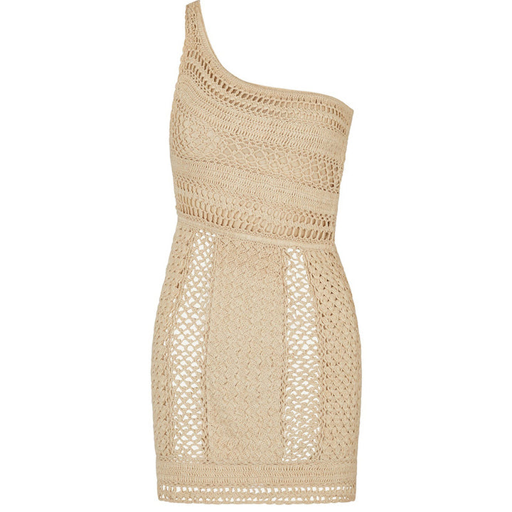 Damen gehäkeltes Minikleid mit asymmetrischem Design Drune