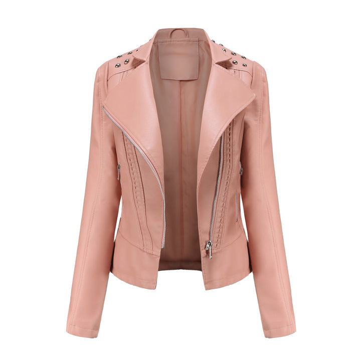 Damen nan Bikerjacke aus Kunstleder mit Nietenbesatz und asymmetrischem Reißverschluss Drune