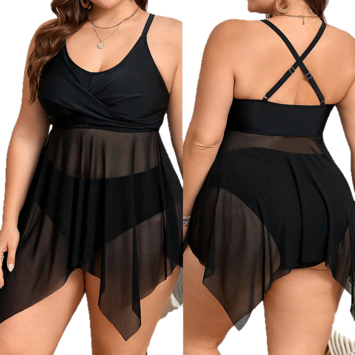 Damen Strandkleid mit transparentem Überrock Drune