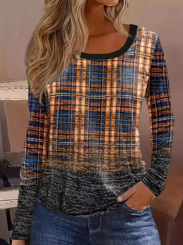 Damen Lässiges Karo Langarmshirt mit modernem Schnitt und praktischen Taschen Drune