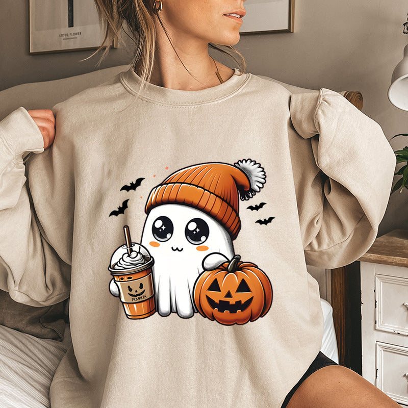 Damen Sweatshirt mit verspieltem Halloween-Grafikdesign Drune