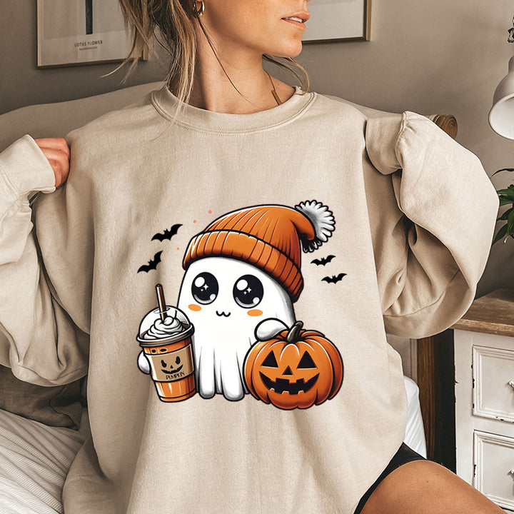 Damen Sweatshirt mit verspieltem Halloween-Grafikdesign Drune