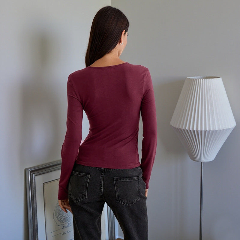 Damen Langarm-Camisole mit dekorativem Schnürdetail und schmeichelndem Schnitt Drune
