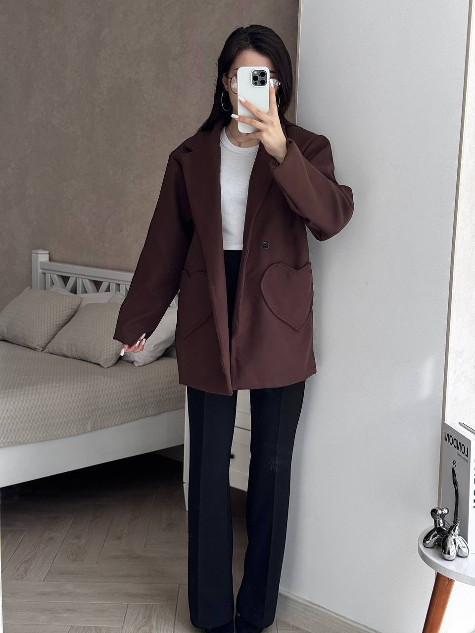Damen modischer Oversized-Mantel mit großzügigen Taschen und Revers Drune