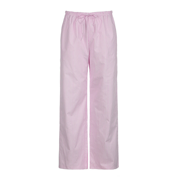 Damen entspannte Baumwoll-Hose mit leichtem Streifenmuster Drune