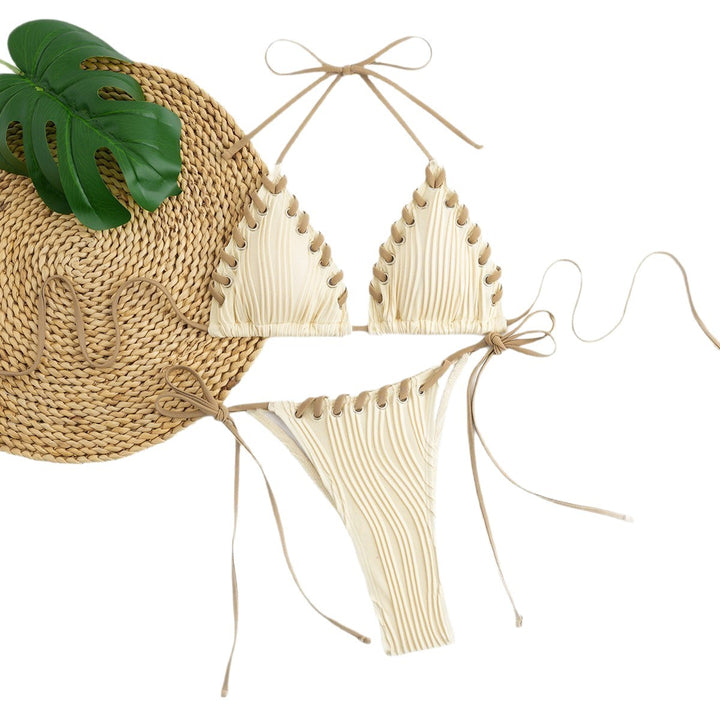Damen Triangel-Bikini mit raffinierten Schnürdetails und moderner Rippstruktur Drune