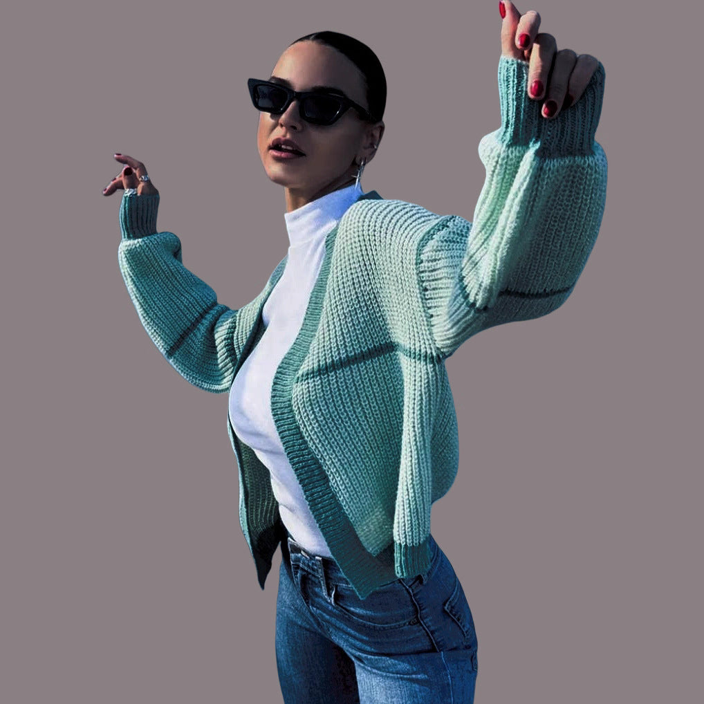 Damen Strickjacke mit lässigem Schnitt und voluminösen Ärmeln Drune