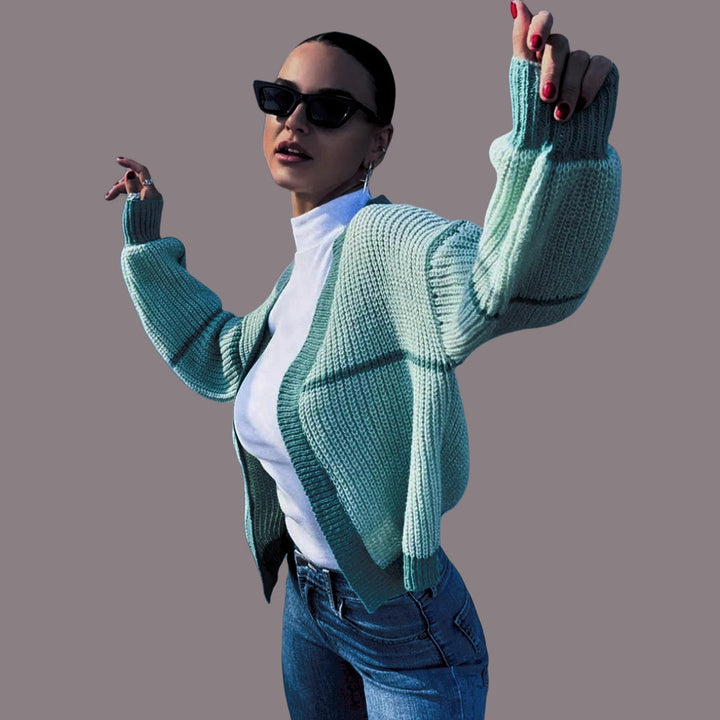 Damen Strickjacke mit lässigem Schnitt und voluminösen Ärmeln Drune