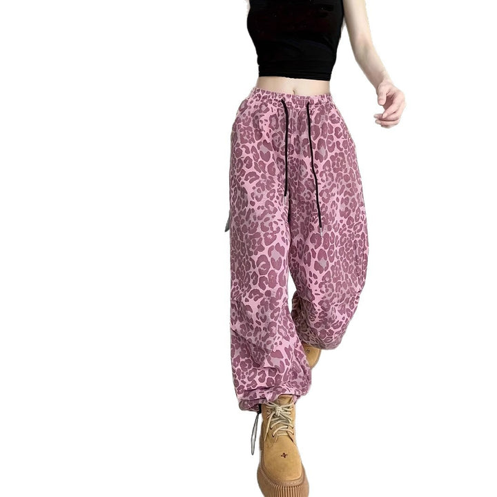Damen Cargo-Hose mit Leopardenmuster und elastischem Bund Drune