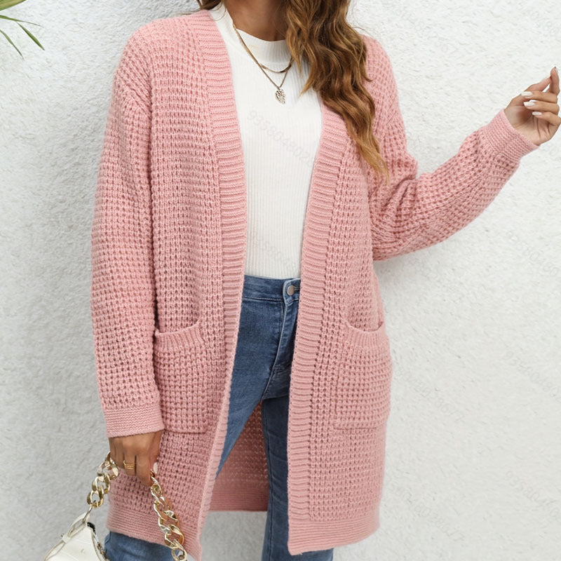 Damen Strickcardigan mit aufgesetzten Taschen und lockerer Passform Drune