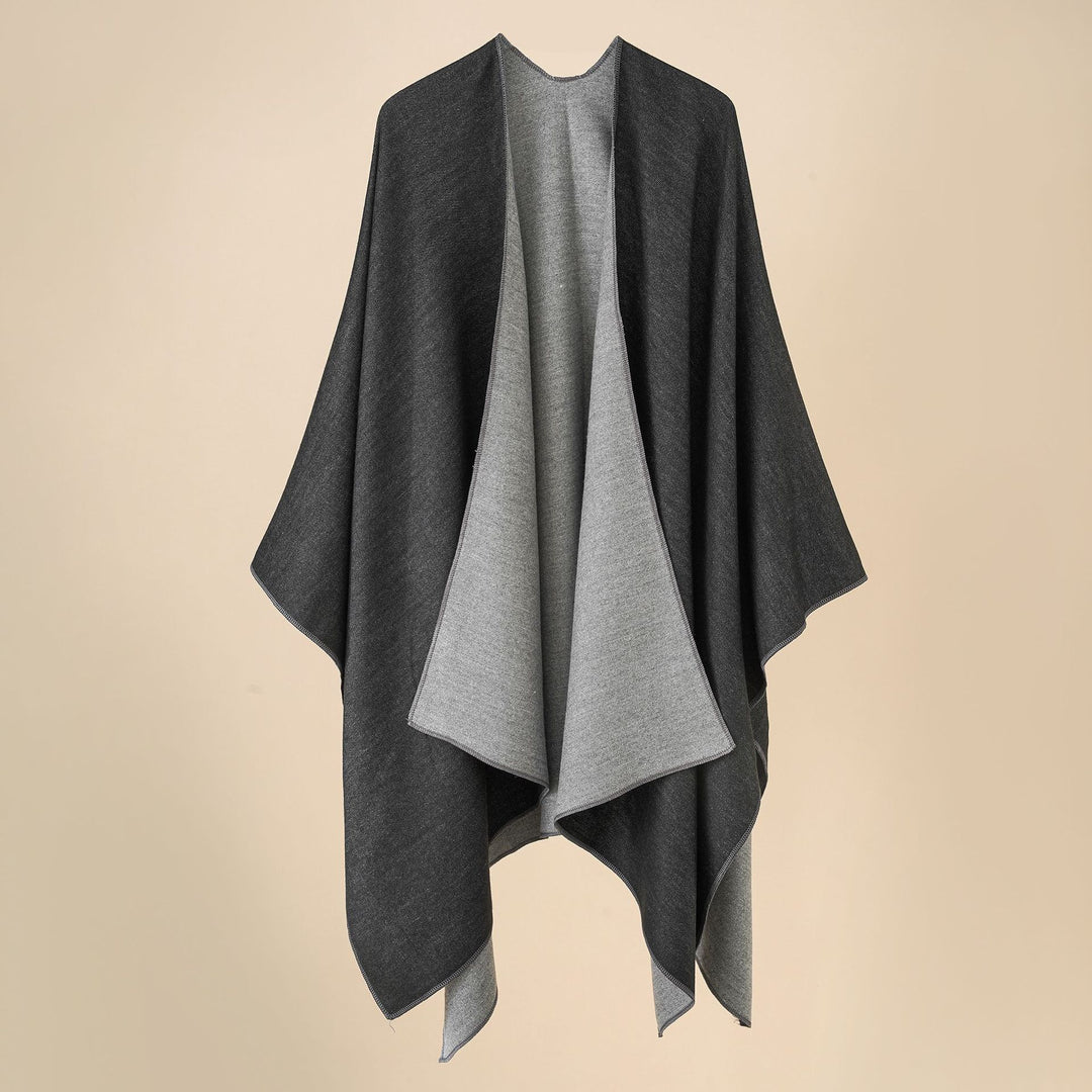 Damen Wohlfühl-Poncho aus weichem Wollmix mit elegantem Schnitt Drune