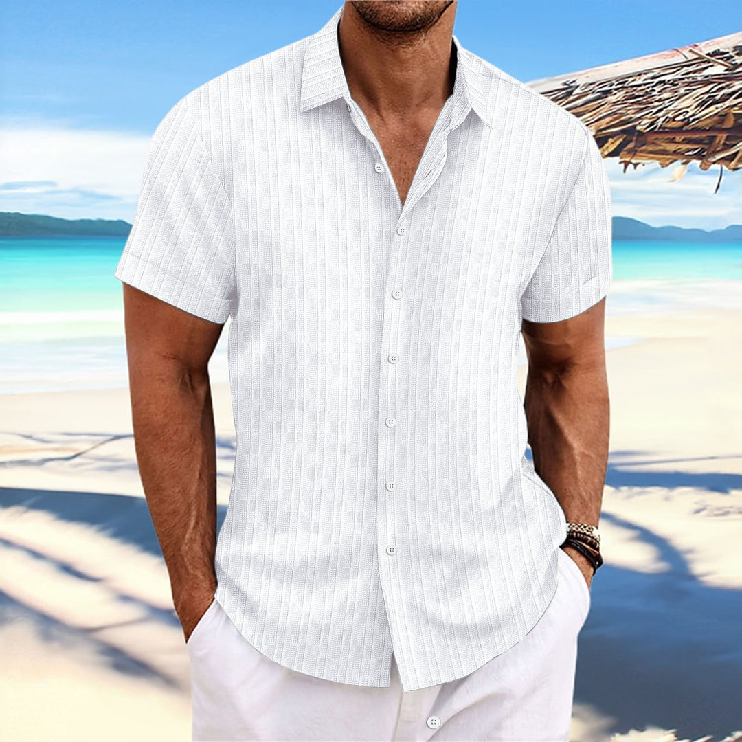 Herren Kurzarm gestreiftes lässiges Button-Up Hemd Drune