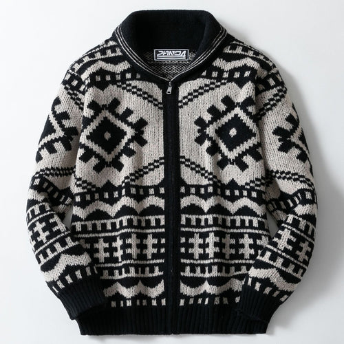 Herren Strickjacke mit Zopfmuster und Stehkragen Drune