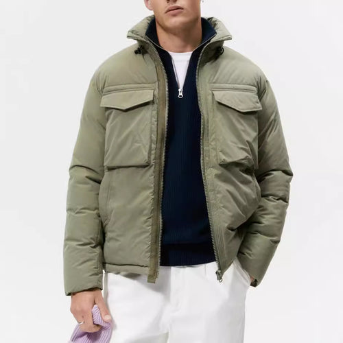 Herren lässige Outdoorjacke mit abnehmbarer Kapuze und großzügigen Taschen Drune