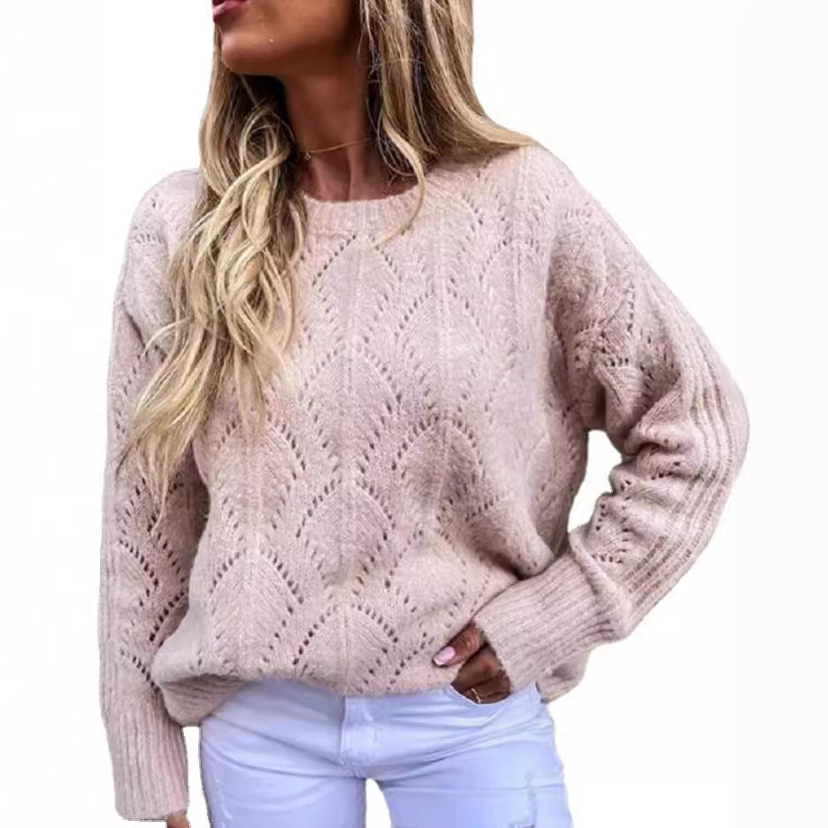 Damen Strickpullover mit feinem Lochmuster Drune