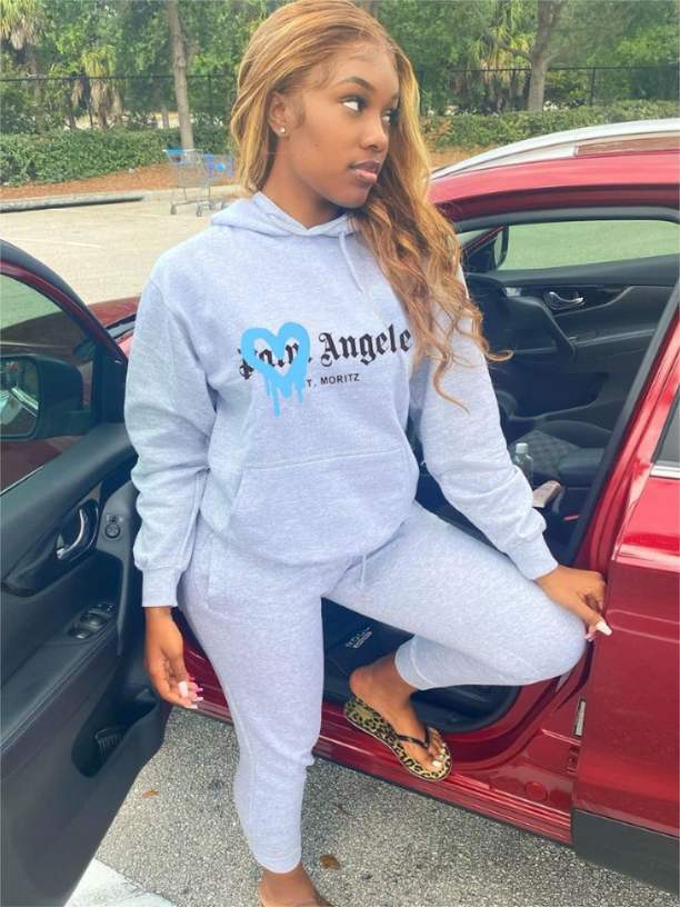 Damen lässiges Hoodie und Jogginghose Set mit kreativem Grafikdesign Drune